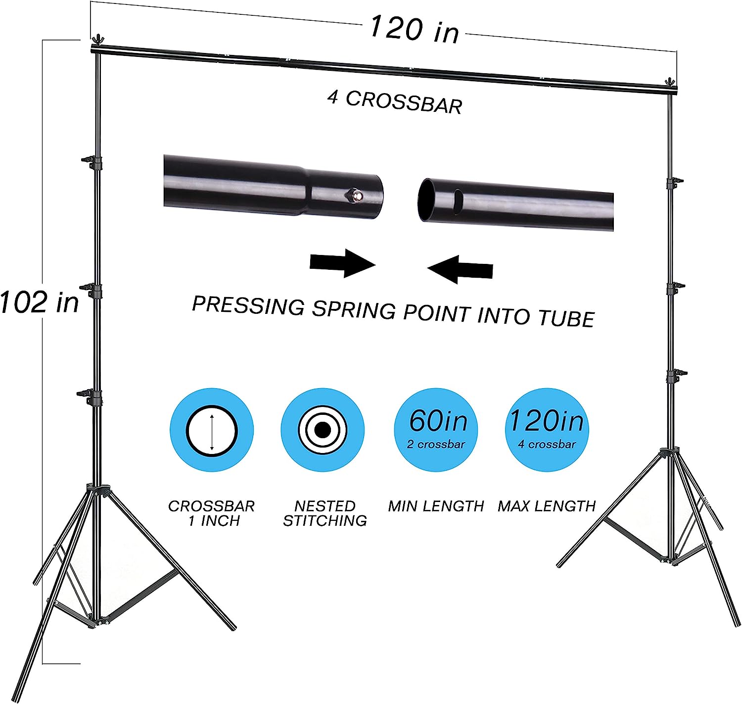 8.5 x 10 ft Stand Kit with 400W 5500K Umbrella Lighting Set, Black/White Backdrop