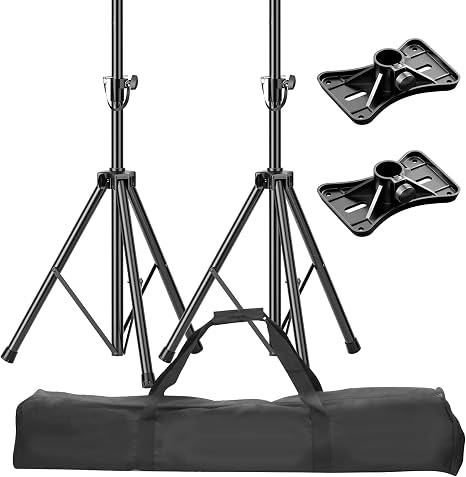 Adjustable PA speaker stand pair with carrying bag