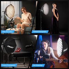 EMART softbox lighting used for video recording, portrait photography, product photography and livestreaming