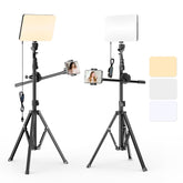 EMART LED Video Light Kit, 2-Pack 2700-6500K & 3 Colors Dimmable Lighting with Tripod Stand & Phone Holder, Filming Panel for Studio Recording, Photography, Streaming