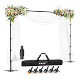 EMART Backdrop Stand, 10x8.5ft Background Stand with Heavy Duty Flat Base, Pipe and Drape Frame with Upgrade Rod, 6 Clamps for Party, Photography Studio, Wedding, Birthday, Decoration