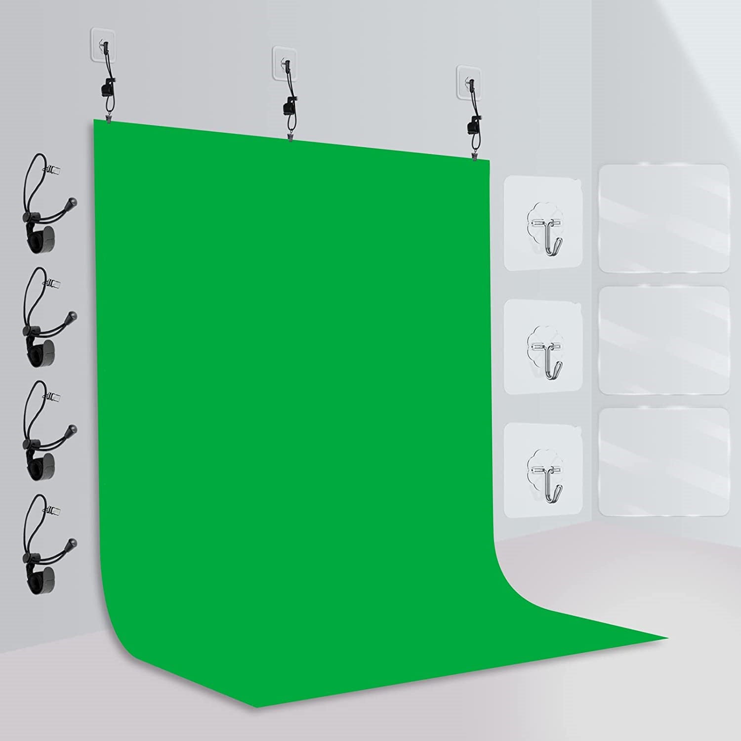 8.5 x 9.5 ft Wall Stick Black/White/Green Photo Backdrop