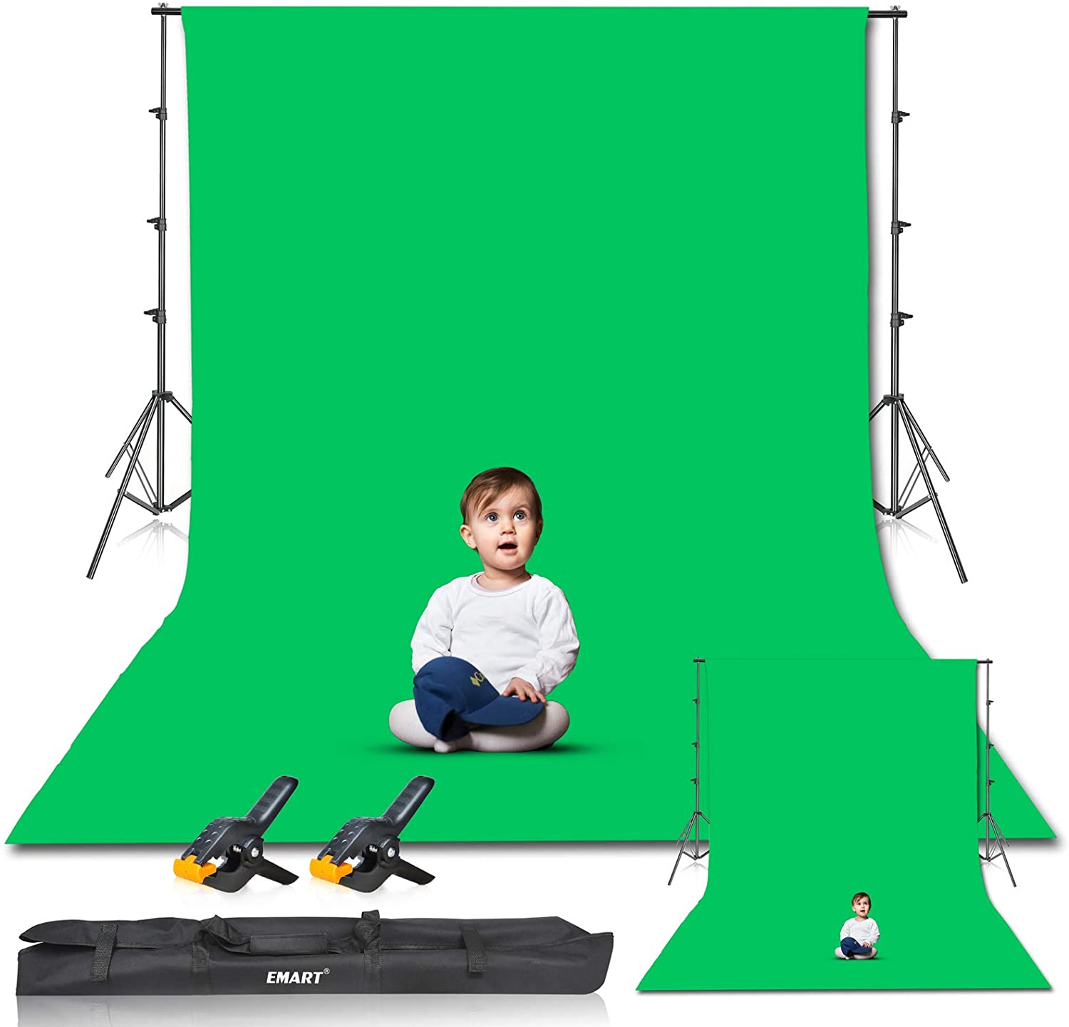 8.5 x 10 ft Photo Stand Kit with 10 x 12 ft Cotton Muslin Backdrop