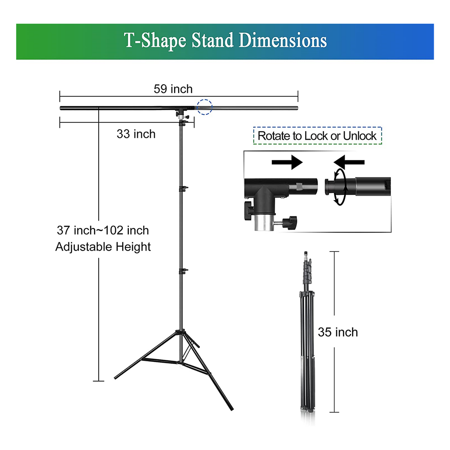 5 X 8.5ft Green and Blue Portable T-Shape Backdrop Stand Kit