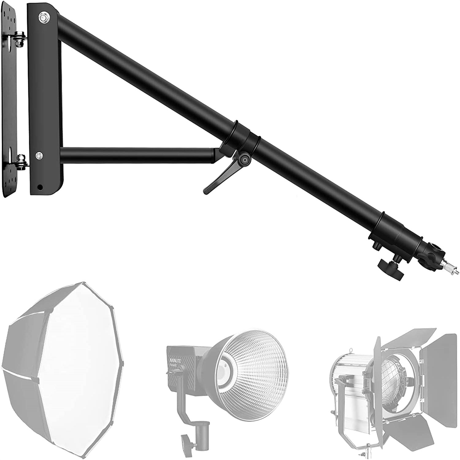 Wall Mounting Triangle Boom Arm for Ring Light /Softbox/ Reflector /Monolight