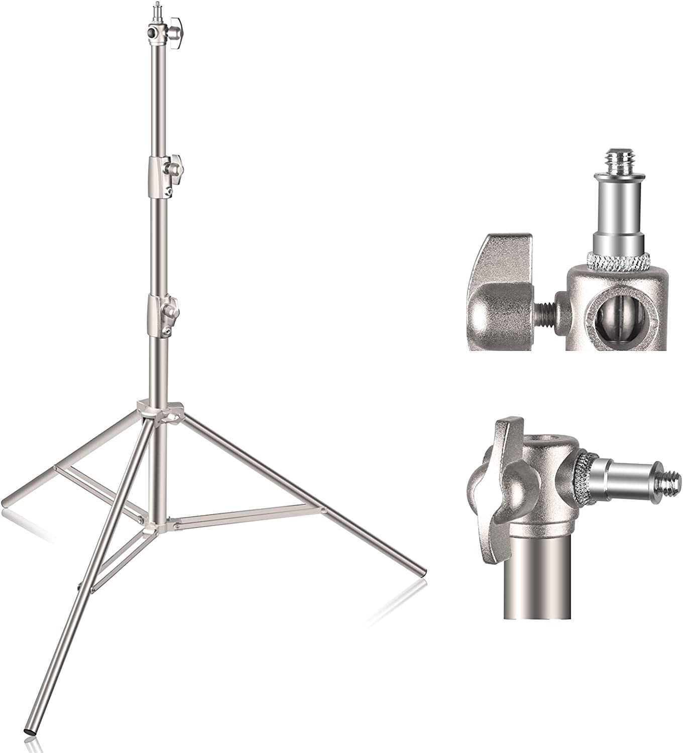 9.2ft/2.8m Stainless Steel Light Stand, Spring Cushioned