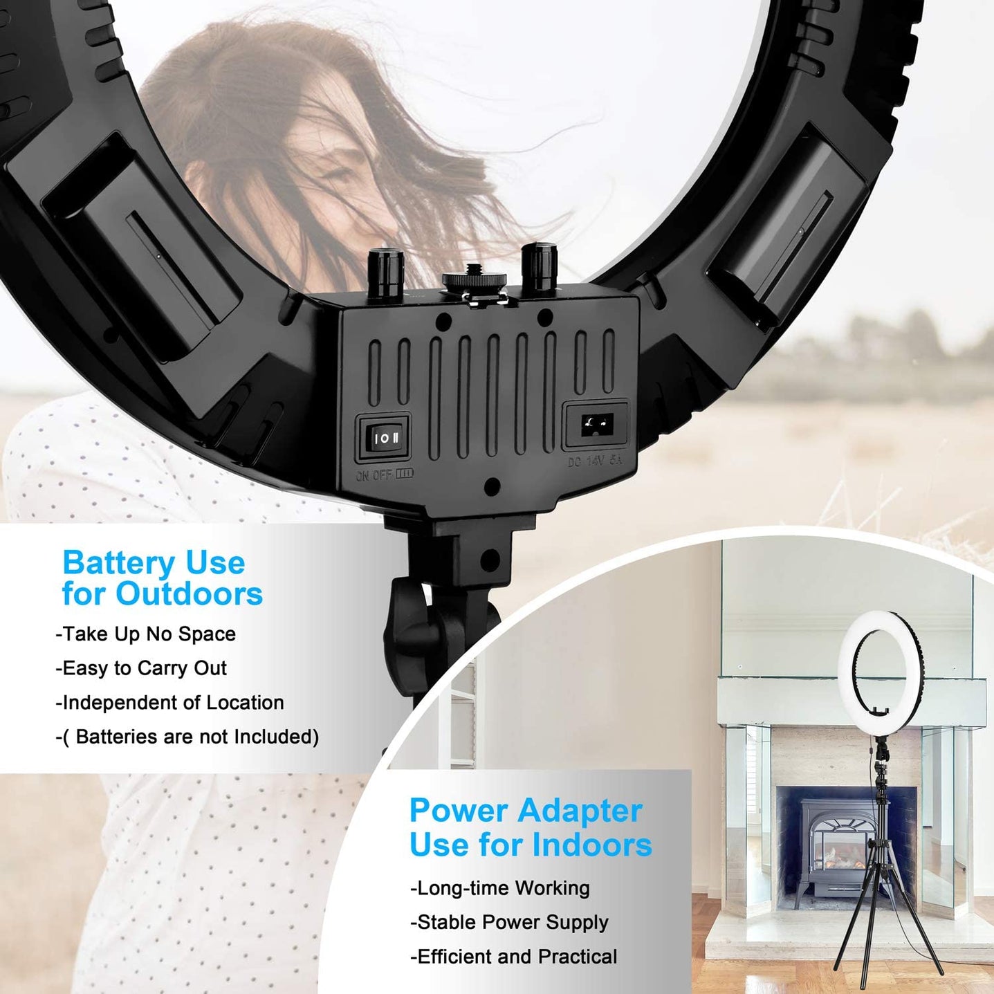 18inch Ring Light with Light Stand, Bi-Color Temperature and Brightness Adjustment