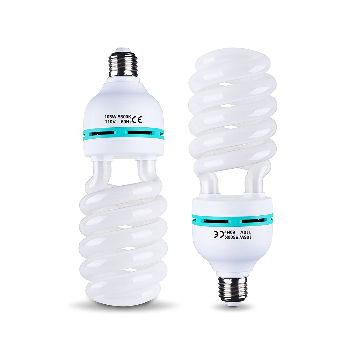 105W 5500K Full Spectrum Light Bulb, CFL Daylight for Photography -2 packs