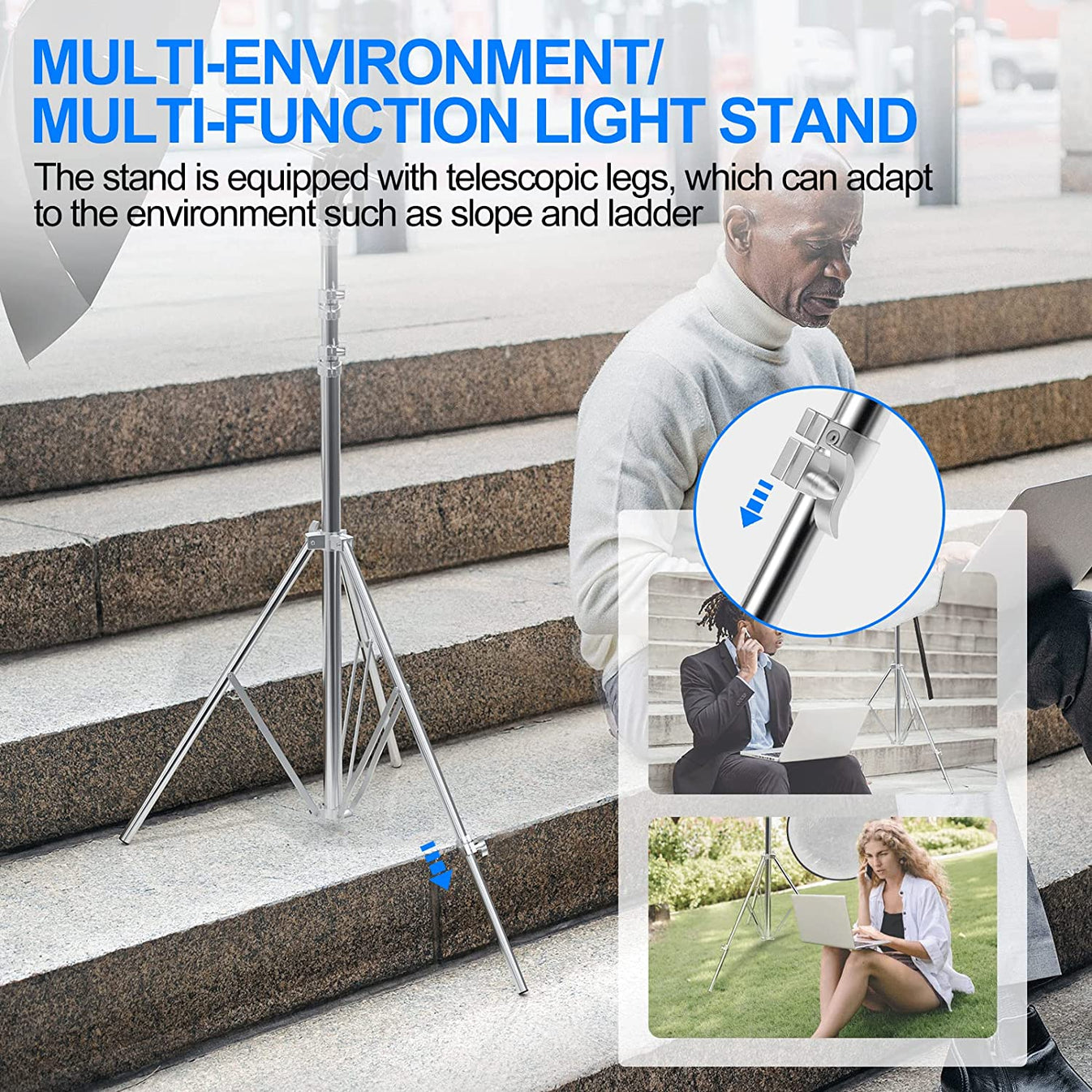 8.5ft Stainless Steel Heavy Duty Light Stand