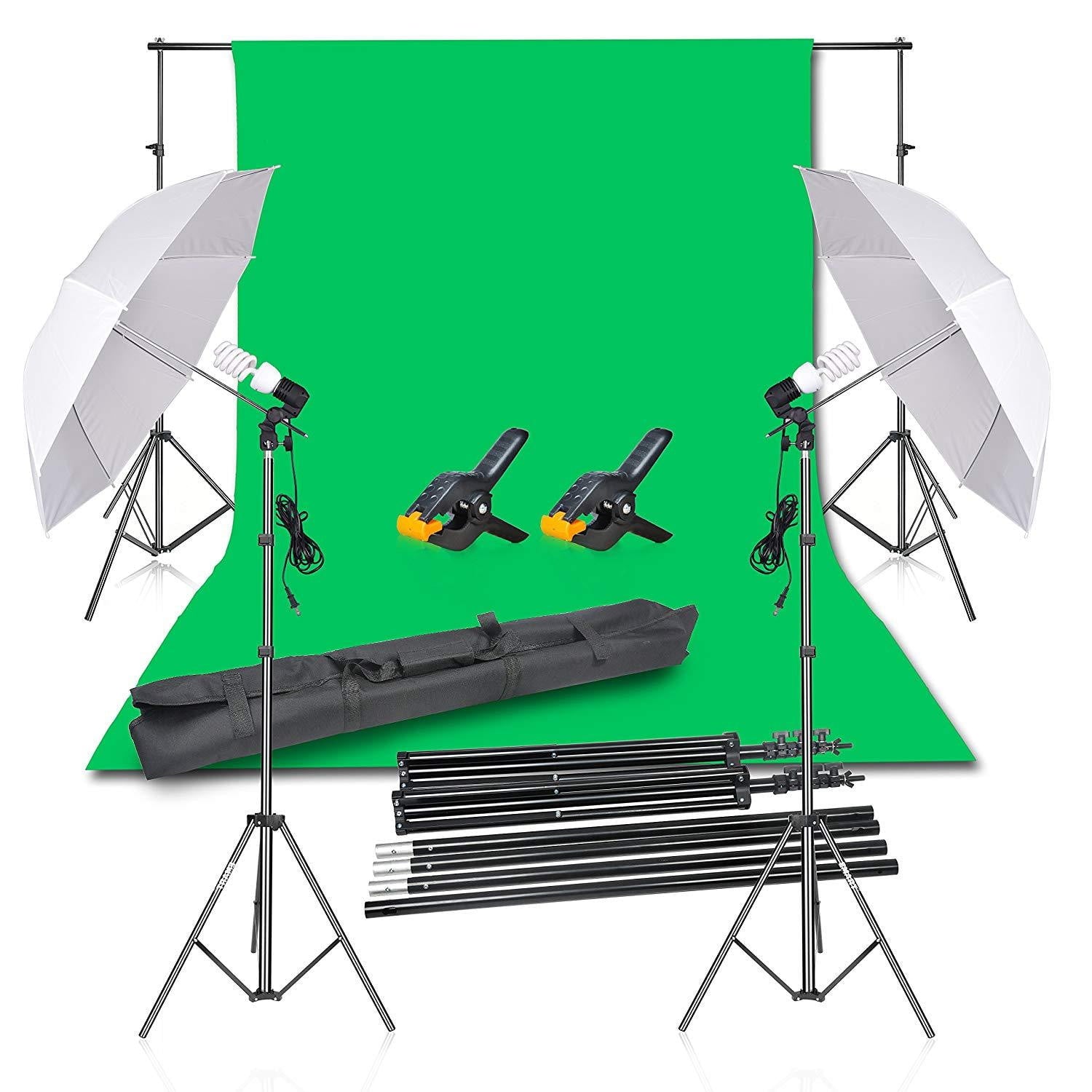 Photography Umbrella Lighting Kit with Muslin Green Screen