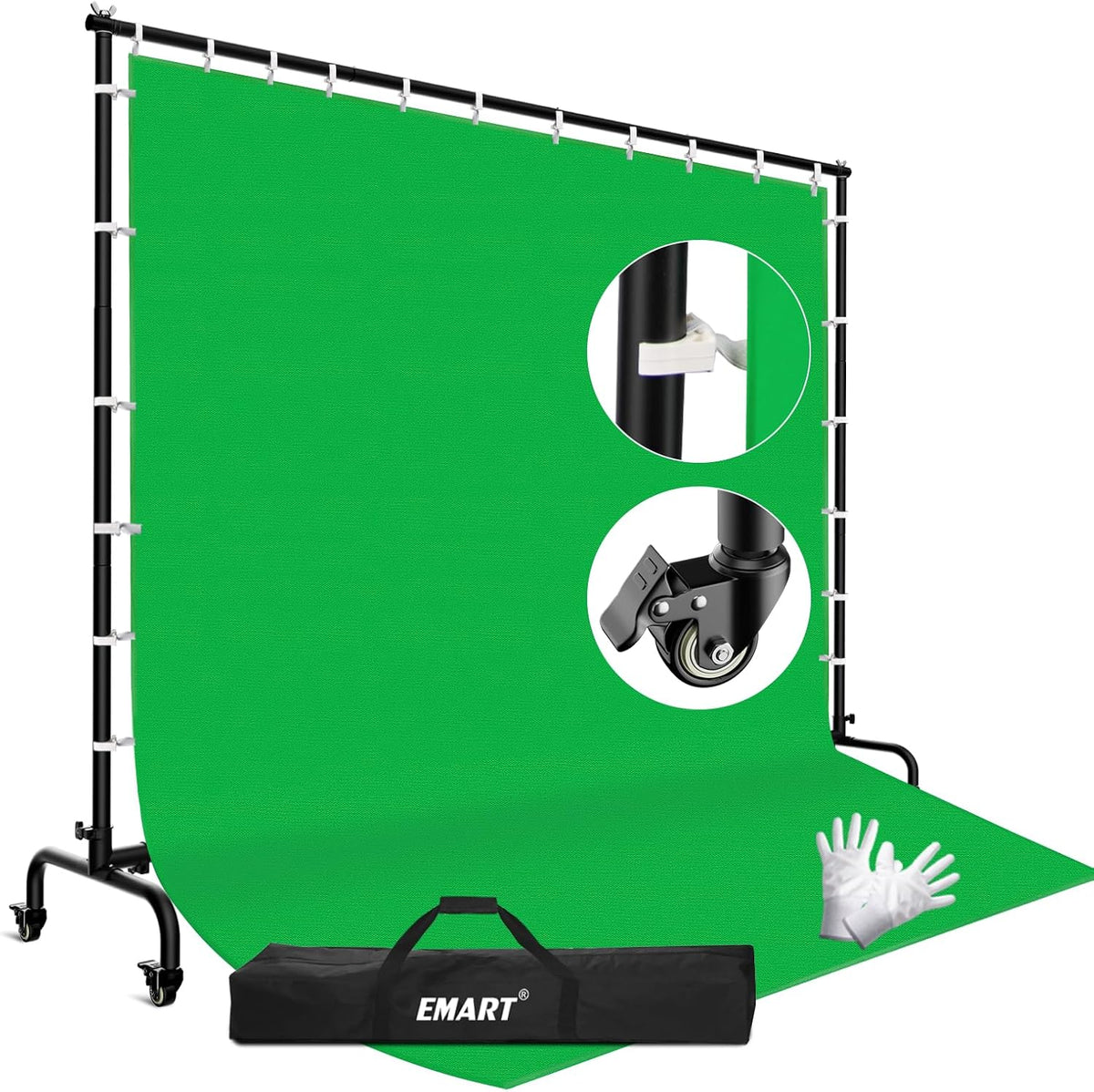 7x10Ft Green Screen Backdrop Kit with 9.5x9.5Ft Movable Stand