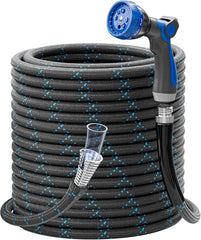 Heavy Duty Stainless Steel 3-Layer Non-Expanding Hose, 8 Pattern Spray Nozzle, Leak Proof, No-kink & Tangle-free