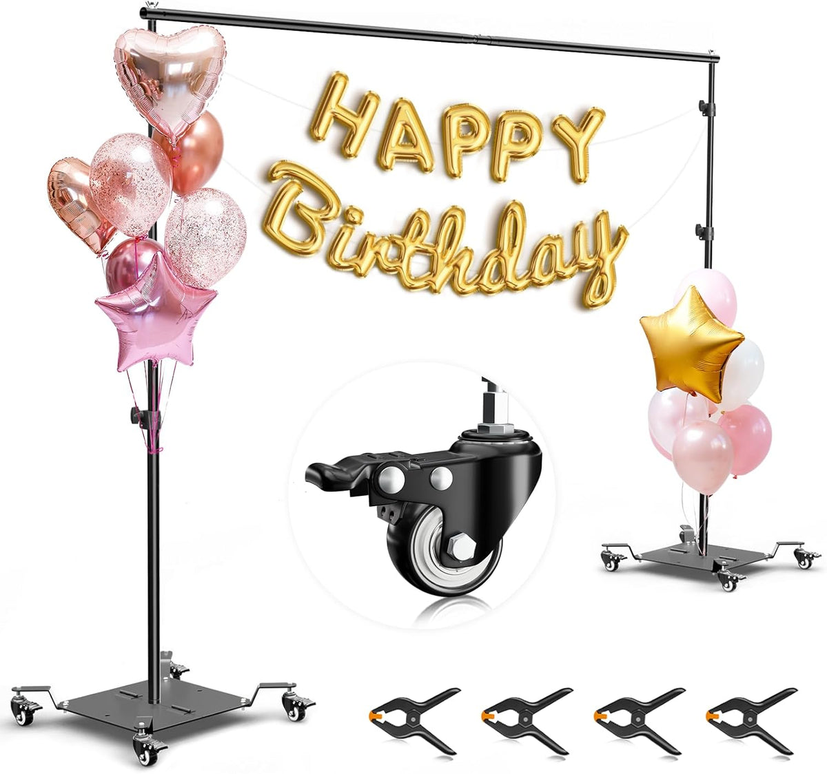 10x8.5ft Metal Flat Base Backdrop Stand with Wheels