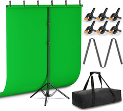 Portable T-Shape Stand Kit with Photo Greenscreen Background, Reverse Folding Base