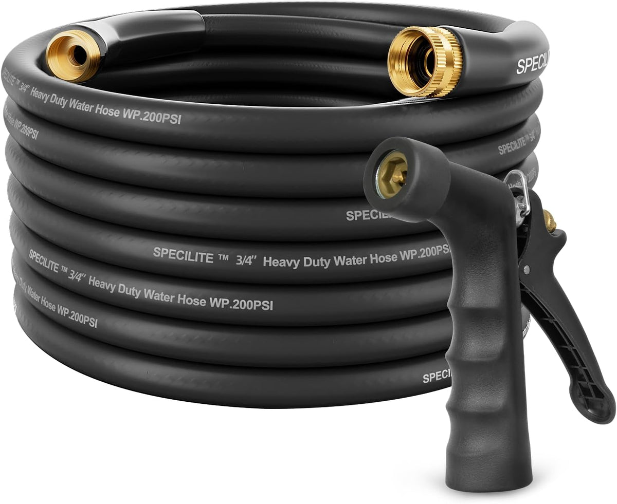 Hot/Cold Garden Hose, Flexible & Light-weight, -50℉-158℉, with Industrial High Pressure Nozzle, 3/4" Brass Fittings