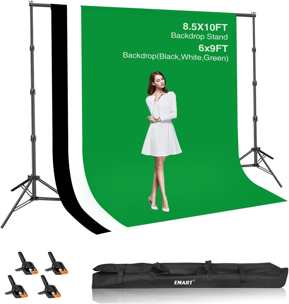 8.5x10ft Green Screen Backdrop Kit with 6x9ft Polyester Backdrop