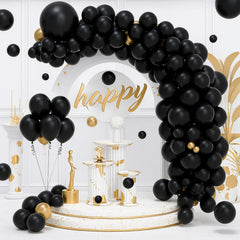 EMART Black Balloons 12 Inch 100pcs, Latex Balloons for Party(with Ribbon) ,Suit Helium Quaility, for Birthday Party, Baby Shower, Wedding, Graduation, Halloween Christmas Decorations