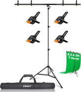Portable T-Shape Backdrop Stand Kit with Adjustable Frame, 4 Spring Clamps & Carry Bag