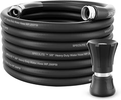 5/8" Hot/Cold Water Hose with High Flow Nozzle, Heavy-Duty & Flexible, -50℉ to 158℉, 3/4" Stainless Steel Fittings