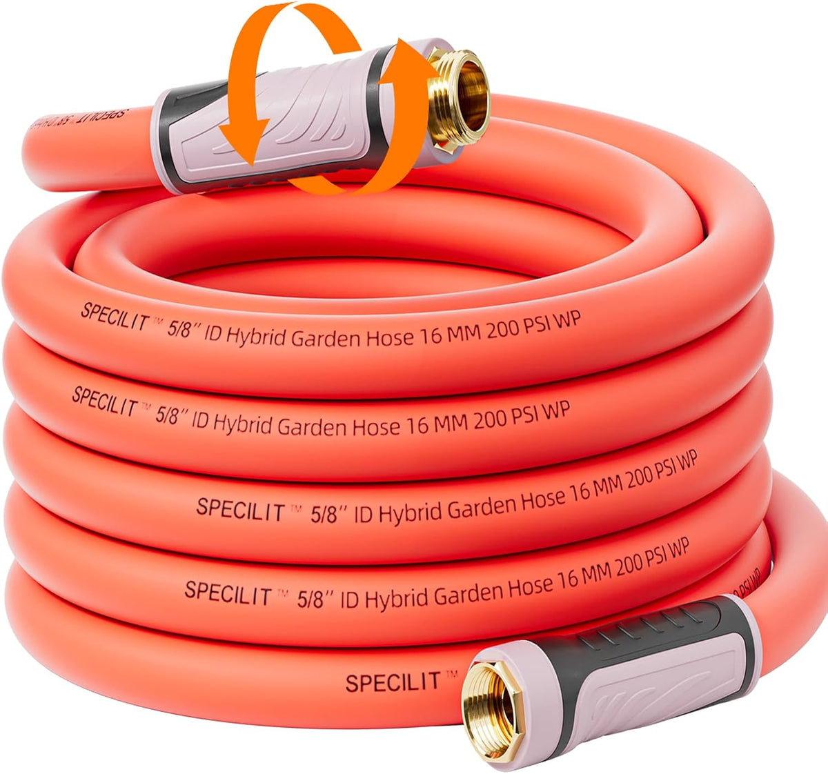 5/8" Rubber Heavy Duty Garden Hose with 360° Rotating Grip, No Kink, Anti-UV, Flexible, 3/4'' Brass Fittings