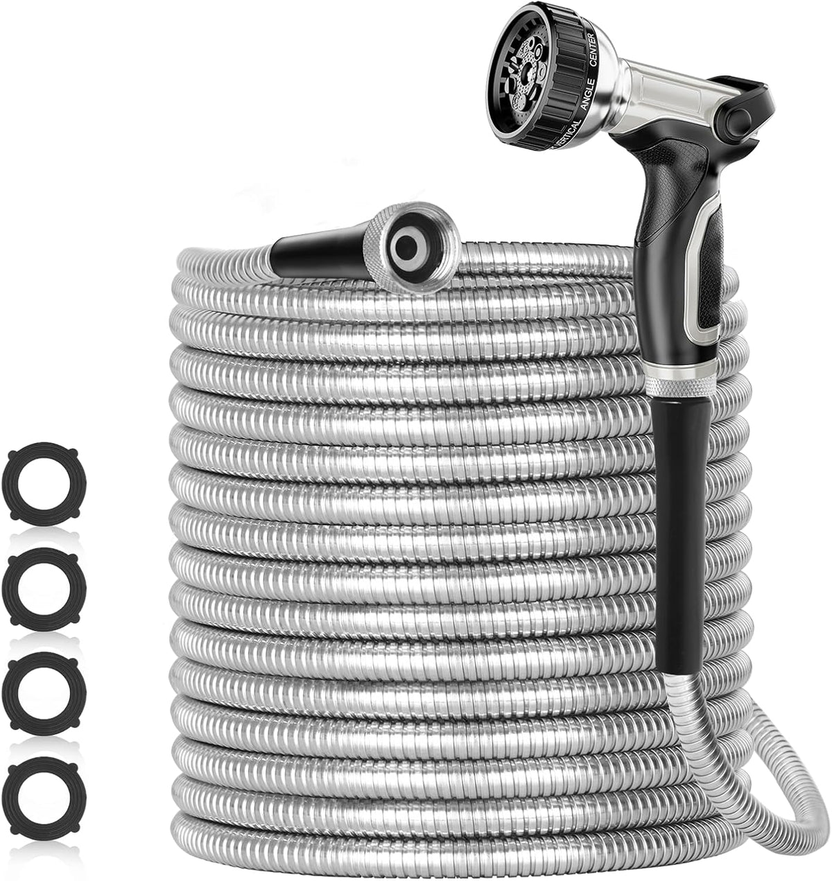 3/8" 304 Stainless Steel Garden Hose, Heavy-Duty & Flexible, Never Kink & Tangle, Puncture Resistant