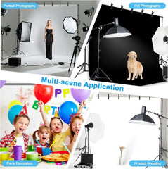 8.5x10ft Photo Backdrop Stand Kit with 10x12ft Polyester Backdrop (White, Black)