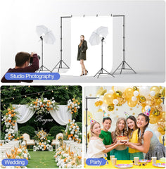 8.5x10ft Green Screen Backdrop Kit with 6x9ft Polyester Backdrop(Black/White/Green)