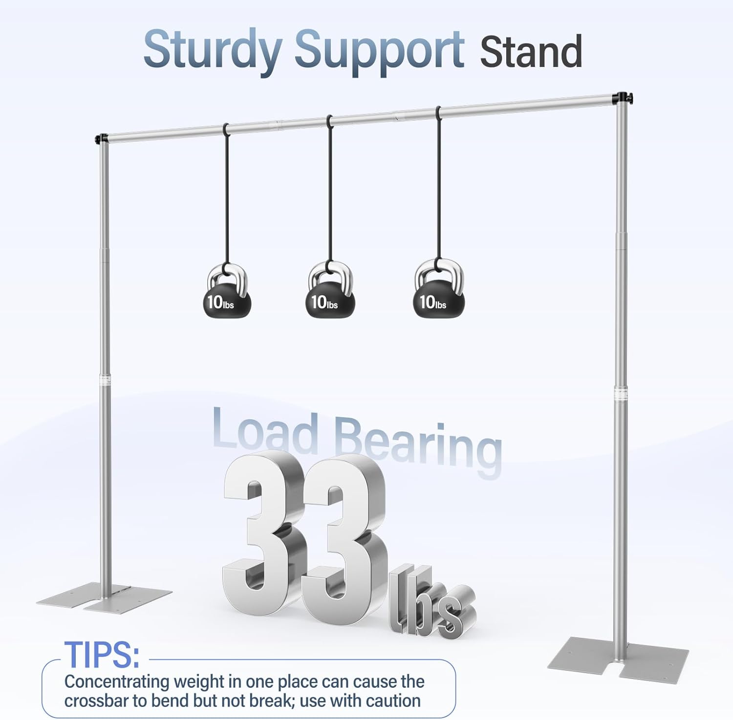 Heavy Duty Pipe and Drape Adjustable Backdrop Stand Kit-Silver