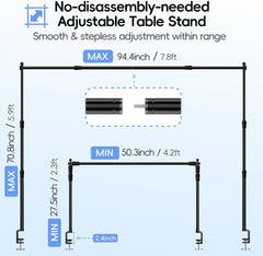 70" Tall & 94" Length Adjustable Table Rod Stand with Clamps
