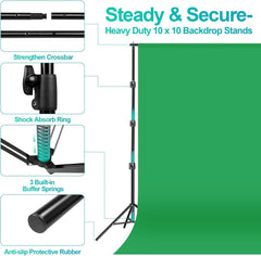 10x10ft Heavy Duty Backdrop Support System, Photography Lighting Kit with 5500K 50W LED, 10x15ft Backdrop *3, Reflector, Umbrellas & softbox Lighting