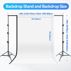 8.5x10ft Photography Backdrop Kit with 400W 5500K Daylight Umbrella Continuous Lighting Set, Black & White Backgrounds