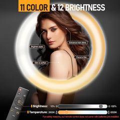 18-inch Ring Light with Stand, 2800-6500K LED Photography Lighting Kit with Phone Holder, Selfie Light