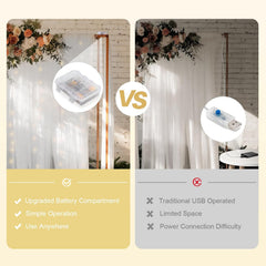 EMART White 10x10ft Tulle Backdrop Curtains with Lights String, Sheer Backdrop Curtains