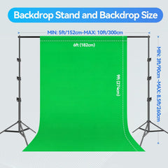 8.5X10 FT Backdrop Stand Kit, Photography Umbrella with 5500K Bulbs, 6X9 FT Green Backdrop