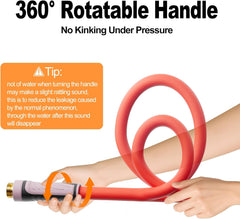 5/8" Rubber Heavy Duty Garden Hose with 360° Rotating Grip, No Kink, Anti-UV, Flexible, 3/4'' Brass Fittings