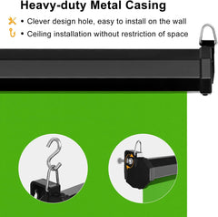 75 x 79in Retractable Green Screen, Chroma Key Panel Pull Down Auto-Locking and Self-Rewinding, Collapsible Wrinkle-Resistant Chromakey Backdrop