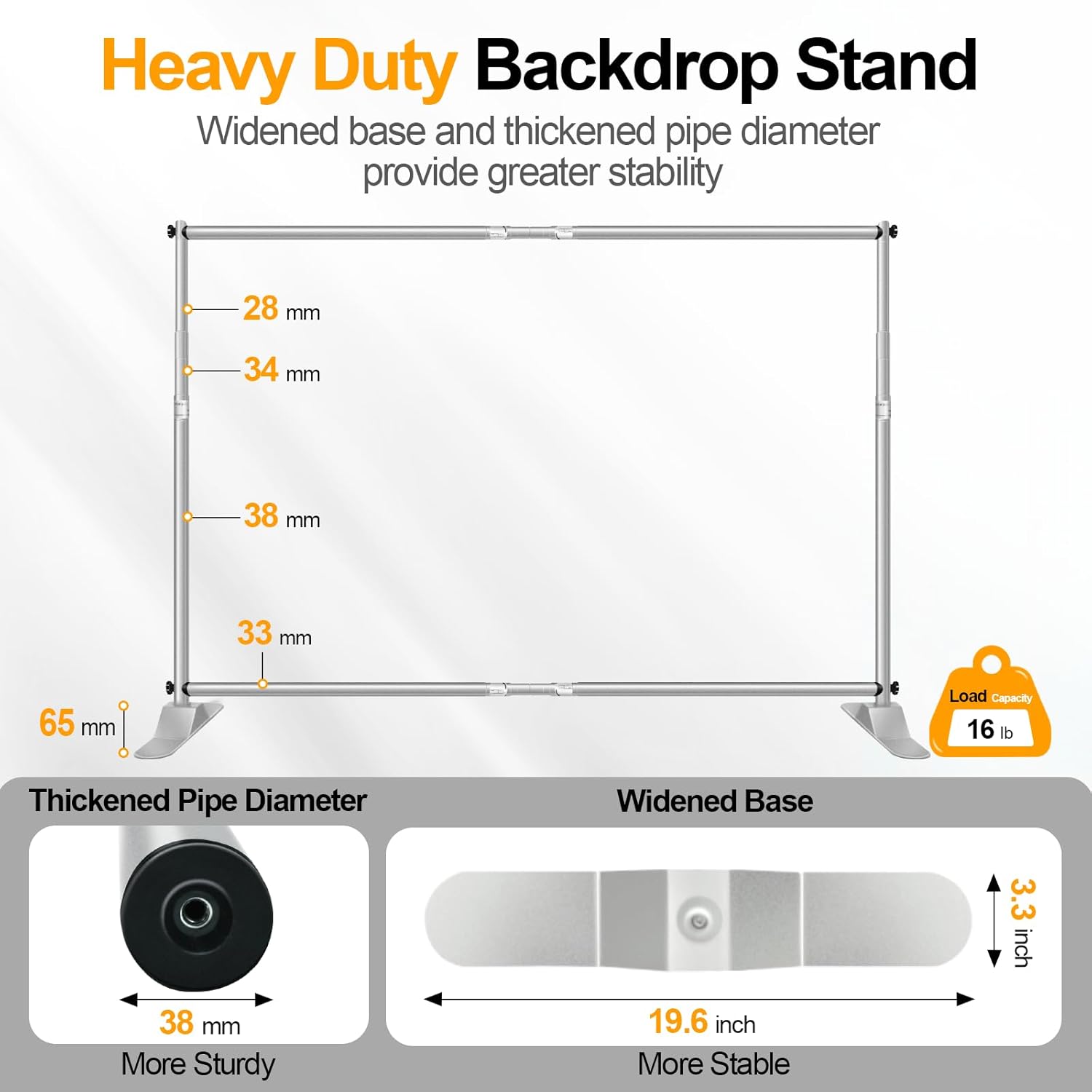 Heavy Duty Banner Backdrop Stand Kit-Silver