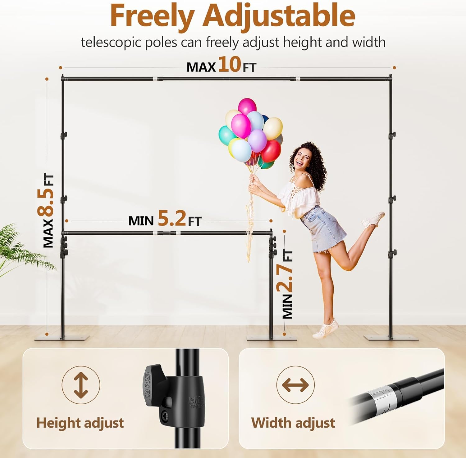 Pipe and Drape Adjustable Photography Backdrop Stand Kit