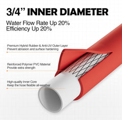 Hot/Cold Garden Water Hose , -50℉-190℉,Flexible & Light-weight With 3/4" Brass Fittings