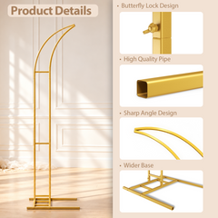 2pcs Curved Metal Wedding Arch Stand 5.9/6.9FT Gold Half Moon Arch Stand
