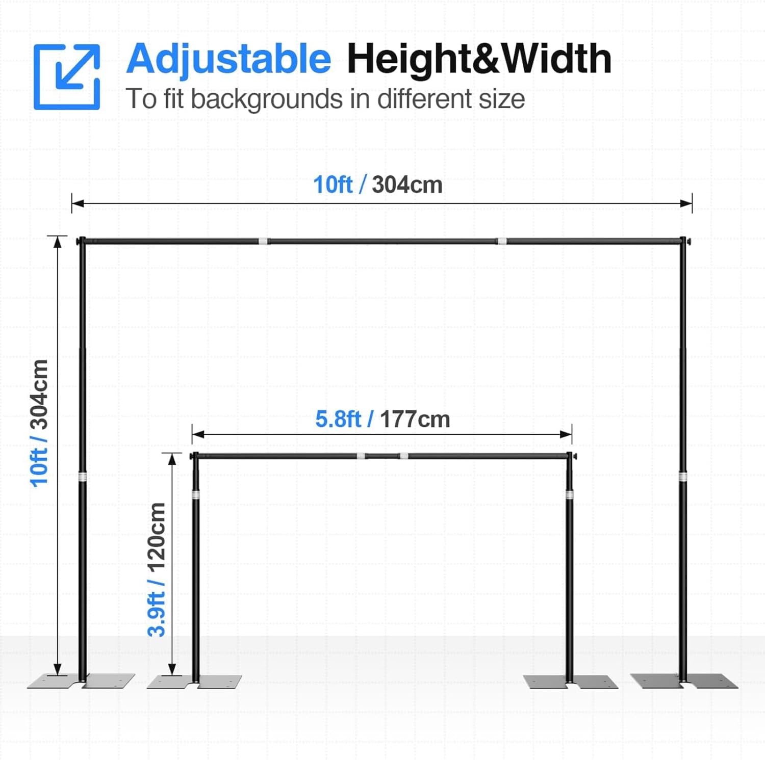 Heavy-Duty Backdrop Stand Adjustable Pipe and Drape kit-Black
