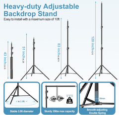 10x10 Ft Photo Video Studio Heavy-Duty Adjustable Backdrop Stand Kit