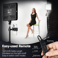 60" Tripod LED Video Light Kit, Upgrade 2800-7000K Dimmable Lighting