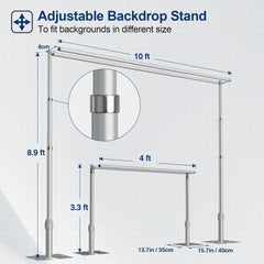10x10Ft Double Crossbar Pipe and Drape Photo Background Support Kit