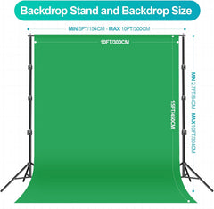 10x10ft Heavy Duty Backdrop Support System, Photography Lighting Kit with 5500K 50W LED, 10x15ft Backdrop *3, Reflector, Umbrellas & softbox Lighting