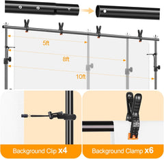 Adjustable Backdrop Stand Heavy-Duty Photography Holder Kit