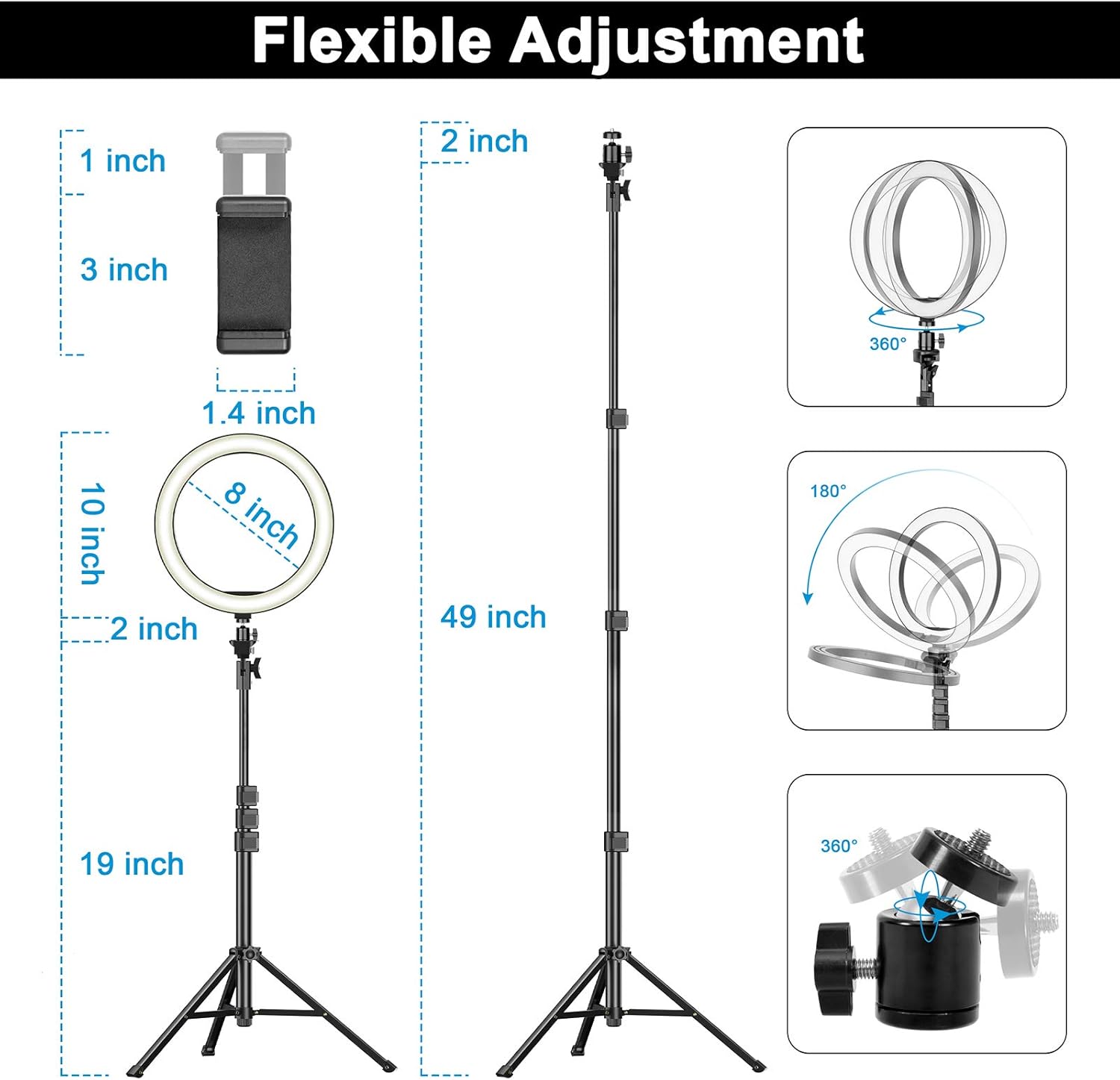 10 inch RGB Ring Light - Adjustable Tripod Stand & Cell Phone Holder