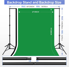 8.5x10ft Green Screen Backdrop Kit with 6x9ft Polyester Backdrop(Black/White/Green)
