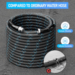 Heavy Duty Stainless Steel 3-Layer Non-Expanding Hose, 8 Pattern Spray Nozzle, Leak Proof, No-kink & Tangle-free