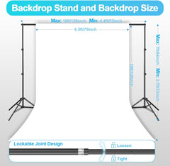 7x10ft Photography Backdrop Stand Kit with 6.5x10ft Polyester Backdrop (White, Black)